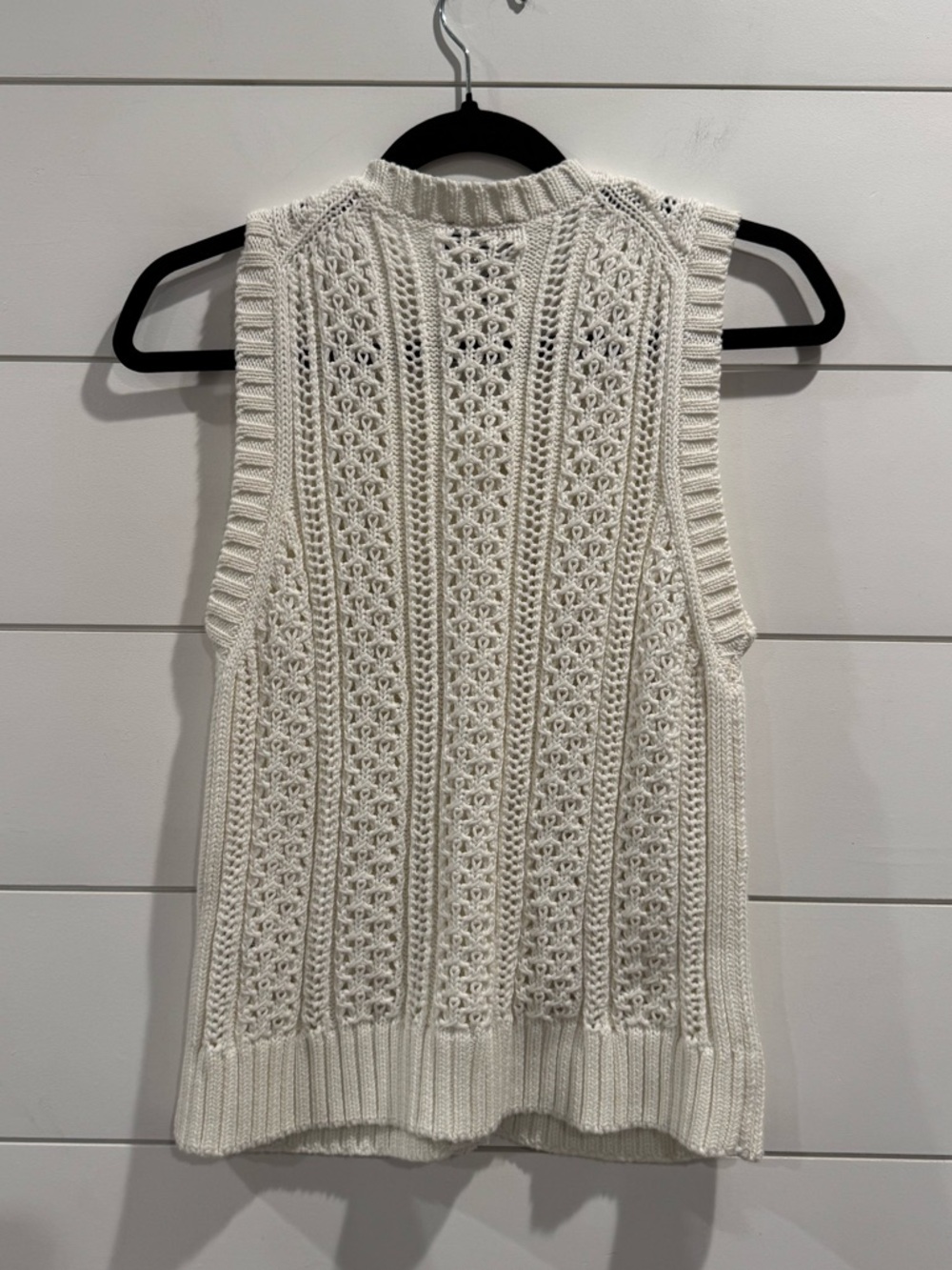 ME + EM Cotton Open Stitch Sweater Vest in cream - Picture 7 of 7